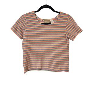 Liz Claiborne Lizwear Colorful Rainbow Striped Crop Top